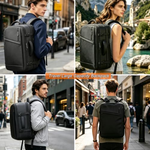 Naukay Travel Backpack for Men,Water Resistant Expandable Carry on Backpack | Laptop Backpack, Extra Large Business Backpacks Fits 15.6 Inch Laptop Notebook, Durable Suitcase Daypack Bag for Women, Black - size: 15.6 Inch