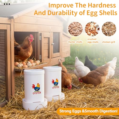 FoldTier 2 Pcs Chicken Oyster Shell Feeder and Grit Feeder for Quail, Pigeons, Doves, Chicks, Chicken Coop Accessories for Rust Prevention Comes with Installation Tools