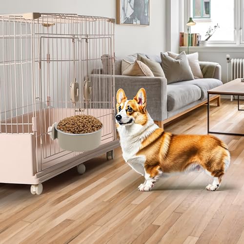Mechpia 4 Pieces Crate Dog Bowl, Removable Stainless Steel Pet Kennel Hanging Food Water Feeder Bowl Cage Coop Cup for Puppy Medium Dog Cat Rabbit Ferret Bird - size: Blue,Green,Red,Grey