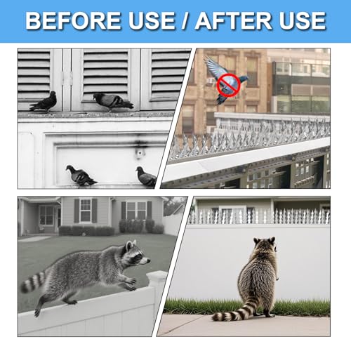 Bird Spikes Squirrel Proof Baffle for Bird Feeders, Avoid Climb Spikes for Outside, Fence, Garden, Tree, Roof, Deterrent Spikes for Squirrel, Raccoon, Pigeon, Cat, 79 Inch Stainless Steel Barb Spikes - size: 1.31FT*5 Bird Spikes