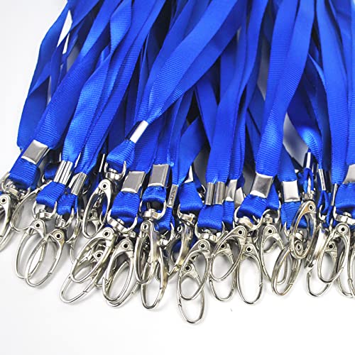 Lanyards 100Pcs Bulk Lanyard for Id Badges,Badge Lanyards Swivel Hooks Clips Great for Name Tags Badge - color: Blue
