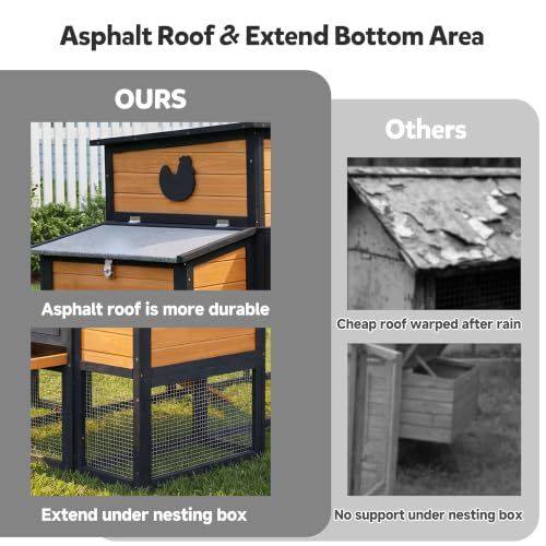 RUNSHED 80" Large Wooden Chicken Coop with Run, Outdoor Hen House for 4-6 Chickens, Ventilation Window & Sliding Doors, Waterproof Felt Roof, Easy-Clean Full Rear Door, Predator-Proof Latches