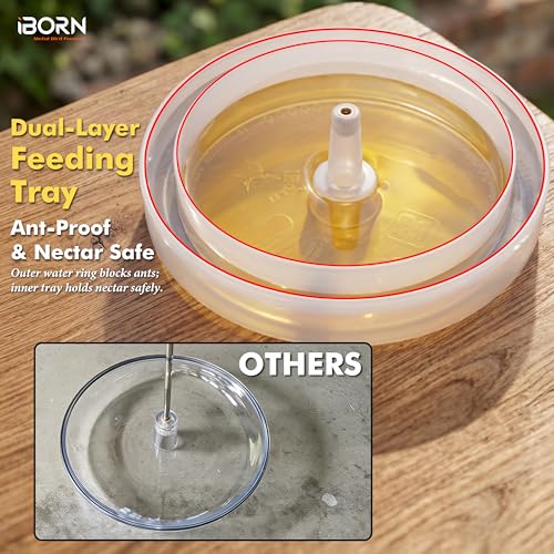 Hummingbird Feeder for Outdoor, Bee Ant Resistant, Flat, Plastic, 2 PK, Red | BPA free, 14 Feeding Ports, 13 OZ, 1.2LB,No Leak, Easy to Clean and Refilling, Hanging - style: 2 Pack