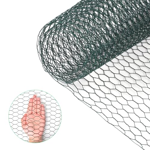 Chicken Wire, Chicken Wire Fencing for Floral Arrangements,15.7 x 157 Inches Chicken Wire mesh,0.6 Inch Green Mesh Hexagonal Galvanized Metal Poultry Wire Netting for Crafts,Poultry,Garden - size: 15.7"x157"