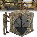 Hunting Blind See Through, Pop Up Ground Deer Blind, Large Door | 270/288/360 Degree See Thru, 1/2/3/4 Person Hunting Camouflage Tent, With/Without floor, Swing/Diamond/Horizontal Door Design - size: 2-3 Person, style: 270°&360°/Diamond Door/With Floor