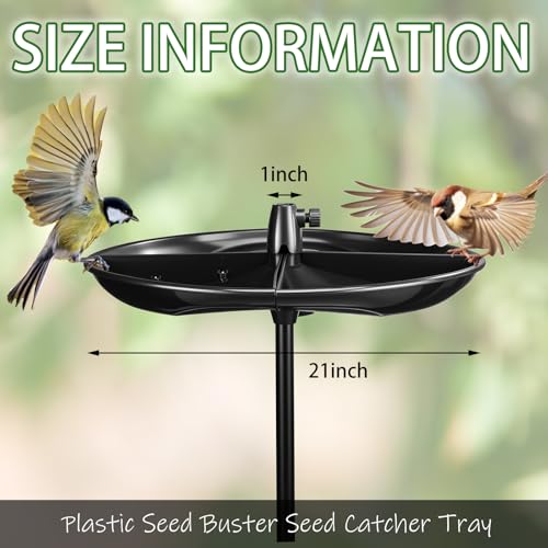 21'' Plastic Bird Seed Catcher Tray for 1'' Outdoor Pole Feeders, Removable Bird Seed Catcher Tray for Hummingbird Bee Feeders Outdoors, Backyard, Garden, Not Included Pole