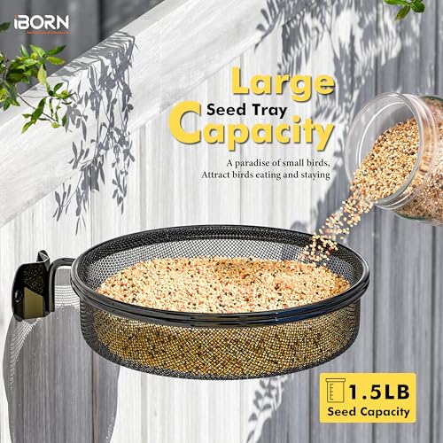 iBorn Wall Mounted Bird Feeder Tray,Metal Mesh Tray for 7.3”Wild Bird Seed Tray Tree Mount, Widely Installed on Wooden Post, Fences, Trees and Walls, Pack of 1 - size: Mesh Tray, Pack of 1