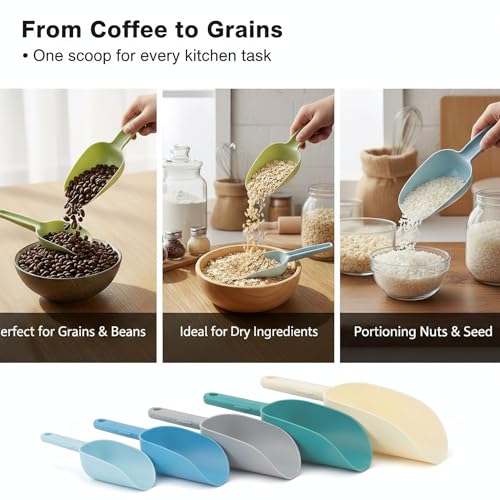 Plastic Flour Scoops, Pet Food Scoops Plastic Pack of 5, Multifunctional Dog Food Scoops with Measuring Cups, Pet Food Measuring Scoop Set - color: Pack of 5