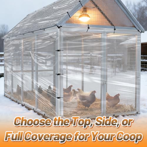 2pcs 6.6x10ft Chicken Coop Covers Accessories for Winter - Easy to Install Waterproof Chicken Run Tarp with Elastic Cords & Ropes - size: 6.6x10ft