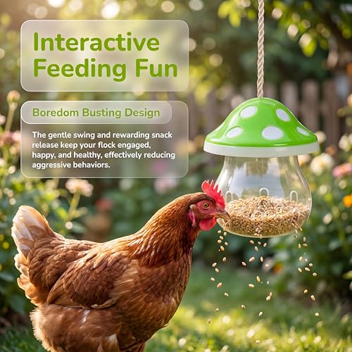 Hanging Chicken Peck Toy，2-Piece Mushroom-Shaped Chicken Enrichment Toys Boredom Busters，Slow-Feed Chicken Toys for Coop-Red & Green (Red & Green) - color: Red & Green