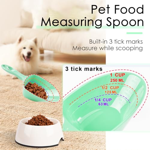 Melamine Pet Food Measuring Scoop, 1 Cup 1/2 Cup 1/4 Cup with Clear Measurement Lines for Dog, Cat, Bird, and Rabbit, Durable, Ergonomic Handle, Dishwasher safe-Orange & Baby Green - color: Orange,Baby Green