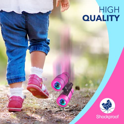 Toys for 3-7 Year Old Girls: LET'S GO! Binoculars for Kids Bird Watching|Camping|Hiking 3 4 5 6 7 8 Year Old Girl Boy Birthday Gifts Outdoor Toy for Kid Ages 4-6 Toddler Gift Stuffers - color: Pink