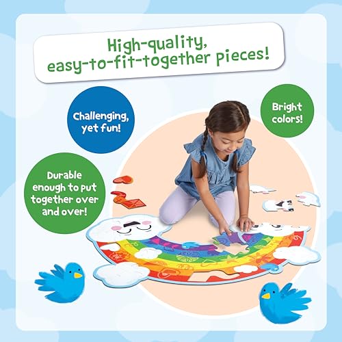 Peaceable Kingdom Jumbo Rainbow Floor Puzzle 35 Pieces | A 35-piece floor puzzle that builds focus and patience. Ages 3+. - style: Rainbow