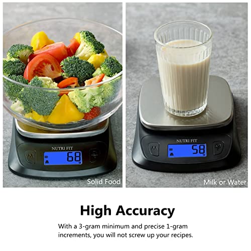 Kitchen Scales Digital Food Scale Cooking in Grams & Ounces Black | Stainless Steel, Max 11lb 1g Increment, Backlit LCD Screen, Baking Food Weight Scale for Sourdough Bread, Include Battery - color: Black