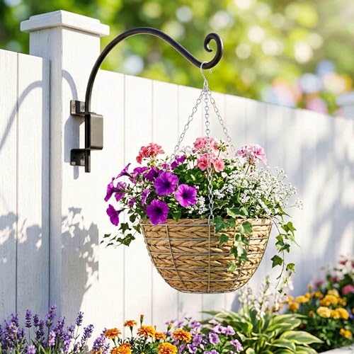 Lifyzoon Swivel Plant Hook Outdoor: 12Inch 50lbs Heavy-Duty Metal Bracket | 180° Swivel Plant Hook for Outdoor Hanging Baskets, Bird Feeders, Weatherproof Coating, Hardware Included, 2 Pack - size: 12"-2PCS