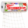 ATICCA Trellis Netting 5 x 225 ft Heavy Duty Polyester Plant Support Netting White - 6 Inch Garden Rope Trellis on Roll - Mesh Twine for Growing Vine Climbing Plants, Flowers, Peas, and Tomatoes. - size: 5x225ft Polyester Trellis Netting