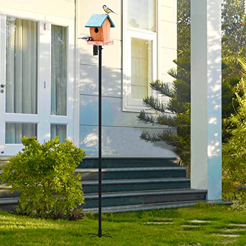 ERYTLLY Bird House Pole Mount Kit 96 Inch - Adjustable Hummingbird Bird Feeder Post Support Rod Universal Stand Set with 5 Prongs for Outdoor, Yard, Garden Decor, Black - size: 96 in with Mount Kit