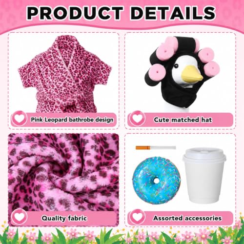 OBUSATT Old Lady Porch Goose Outfits 23 in Bathrobe Lawn Goose Costume Pink Leopard - style: Pink Leopard