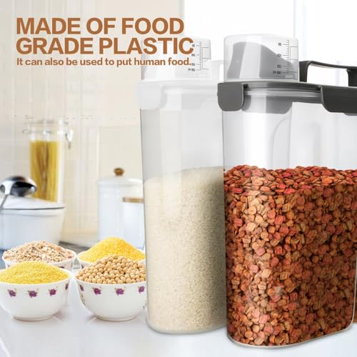TIOVERY Dog Food Storage Container, 5-7 Lbs Airtight Pet Food Container, Cat food Container Dispenser with Portable Handle, Pouring Spout, Measuring Cup and a Collapsible bowl for Dogs Cats White/6Qt - color: White 6Qt