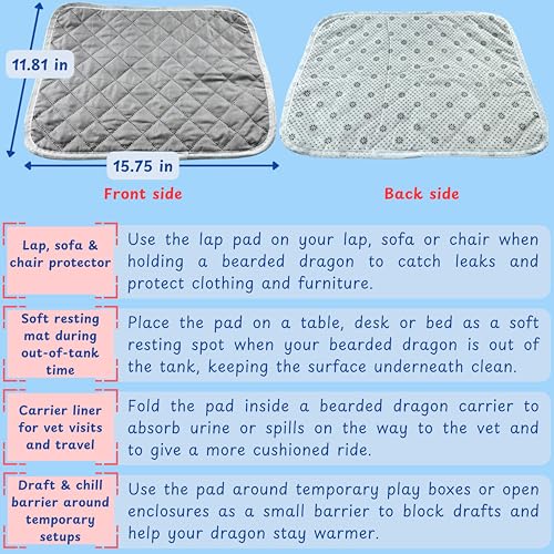 Bearded Dragon Diapers Bedding Mat Accessories, Adjustable Diaper, 2pcs Cleaning Mat for Picnic Travel, Bearded Dragon Diapers Accessories Reusable Pad, Reptile Carrier Essentials (2 Reusable Pad) - color: 2 Reusable Pad