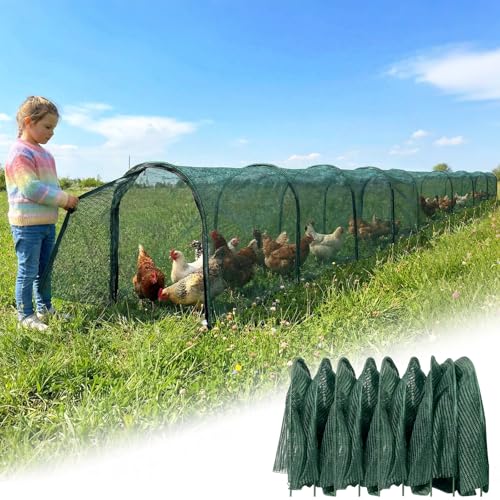 Chicken Runs for Yard,79" & 157" Extra Long Foldable Chicken Tunnels for Outside,All-in-One Kit with Sun Protection Net, Removable Door, Frame & Tools (Green, 315 * 21 * 32 inches) - size: 315*21*32 inches