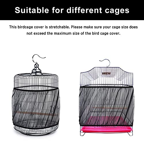Universal Bird Cage Seed Catcher, Elasticity Airy Gauze Guard Net Cover, Soft Parrot Mesh Skirt Cover, for Round Square Cages (Black, L) - color: black, L