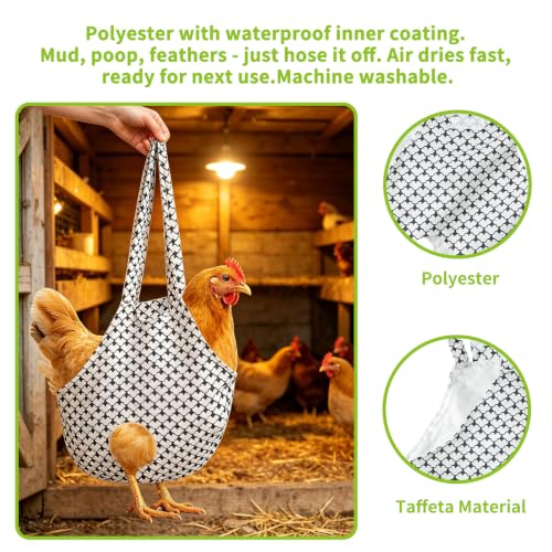 2 Pack Chicken Carrier Machine Washable Poultry Sling Bag | Gentle secure restraint for hens/roosters. Easy one-hand catch & carry. Ideal for medication, transport & daily coop care. - color: Black
