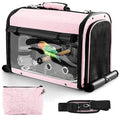Sanmoncare Bird Carrier Bag Cockatiel Travel Cage with Stand, Lightweight Carrier for Small Bird, Portable Bag for Parrot, Pet Transparent Travel Backpack - color: Pink