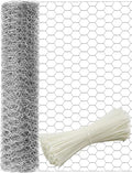 TOYPOPOR Chicken Wire 16'' x 600''(40cm x 15m), Outdoor Anti-Rust Hexagonal Galvanized Chicken Wire Mesh Fencing to Protect Gardening Plants Vegetables Flowers Fruits From Dogs Rabbits Squirrels, 49ft - size: 16 in x 49 ft (100 Ties)