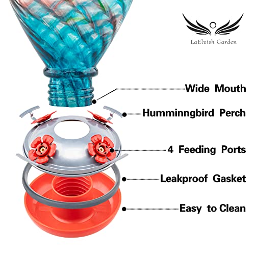 Hummingbird Feeders, 34OZ Hand Blown Glass Hummingbird Feeder for Outdoors Hanging with Ant MoatHooks, Perfect for Gardening Yard Patio Decor Gifts (Multi-Mermaid) | Decorative Self Hanging Nectar Bird Feeder for Hummingbirds, Garden Patio Yard Use - colo