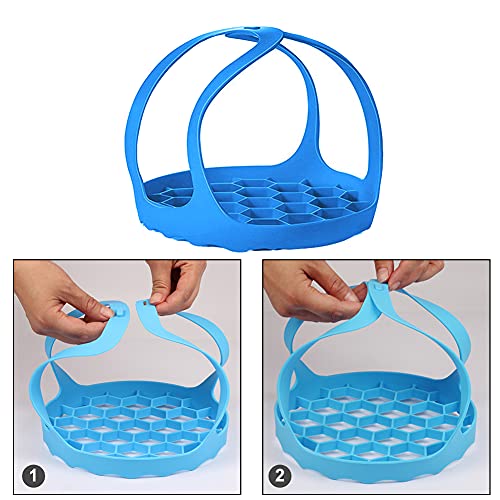 Silicone Sling Lifter, Cooker Sling With Handles Cooling Drying Rack Bakeware Sling Egg Steamer Rack for Cooking, Roasting, Drying(COLOR:Blue/8 Inch)