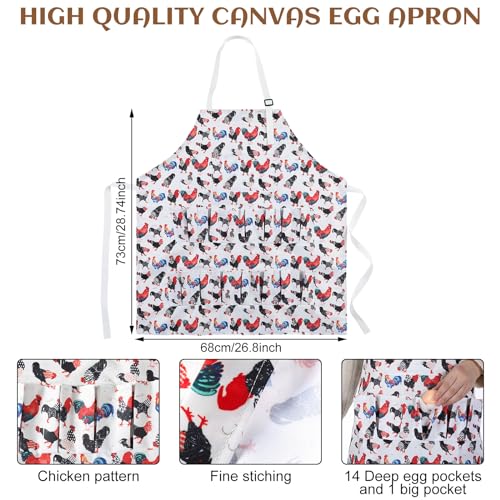 Cutecrop 2 Pcs Egg Collecting Apron and Basket, 15 Gathering Pockets Chicken Apron and 7 Pockets Basket for Farmers Kitchen(Classic Style) - style: Classic Style