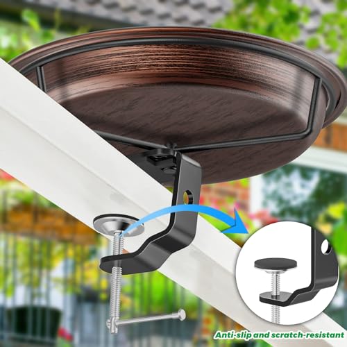 Deck Mounted Bird Bath for Outside, Detachable Birdbath Bowl with Sturdy Clamp, Outdoor Bird Baths Bowl for Attracting Birds Garden Yard Decor (Brown) - color: Brown