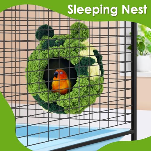 KATUMO Conure Nest, Bird Breeding House Cockatiel Snuggle Hut for Budgie, Parakeet, Cockatiel, Conure, Lovebird, Canary, Finch, Hamster, Small Pets - size: L (Green)
