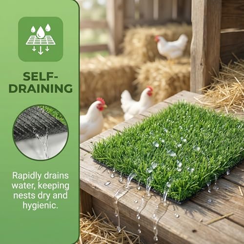 14 Pcs Chicken Nesting Pads, 12 x 12 Inch Washable Nest Box Bedding | Artificial Grass Nesting Mats For Chicken Coops, Nest Boxes, Egg Laying Areas, Reusable, Washable And Easy To Clean