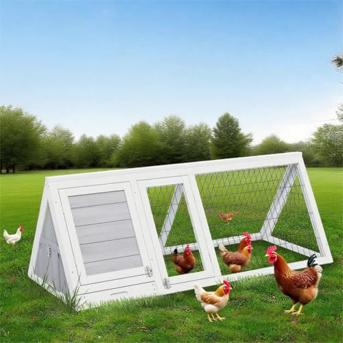 Chicken Coop for 2 Chickens Small Rabbit Hutch Quail Cages Outdoor | Ventilated Wire Mesh, Triangle Design, 3 Access Doors, Portable Playpen Run,Leak-Proof Pull-Out Tray, Fits Ducks, Chicks