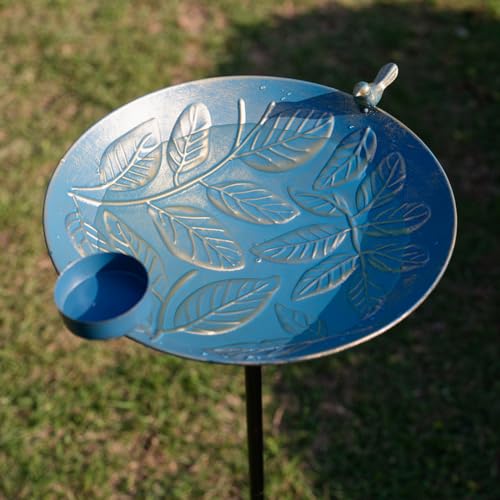 Stargarden Bird Bath, Garden Bird Baths Metal Birdfeeder | 46"Height Leaves Pattern Outdoor Bird Bath with Stake, Hummingbird Bird Bath for Outside, Porch Decor