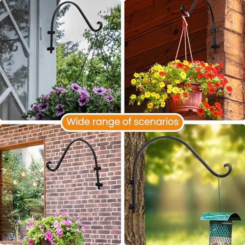 16 Inch Plant Hangers Outdoor,4 Pack Heavy Duty Plant Hanger Bracket | Hanging Basket for Plants Outdoor Brackets,80lbs Weight Capacity for Hanging Baskets,Bird Feeders,Lanterns and Wind Chimes - size: 16inch-4pcs
