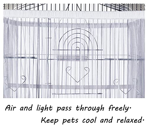 Tamu style Bird Cage Seed Catcher, Stretchy Mesh Skirt, 55-100 inch, White | Stretchy bird cage cover with nylon netting; breathable net catches seeds and feathers while allowing airflow and light. - color: White