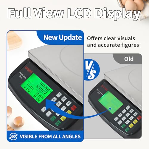 Large Kitchen Scale Black 40KG/88LB Commercial Food Scales Digital Weight for Cooking Meat Baking Bread Price Computing 304 Stainless Steel with Parts Counting Deli Stores Tare Function - style: BLACK 40KG