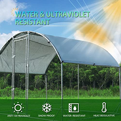 Large Metal Chicken Coop Round Top Upgrade Tri-Supporting Wire Mesh Chicken Run,Chicken Pen with Water-Resident and Anti-UV Cover,Duck Rabbit House Outdoor (6.5'L x 9'W x 6.5'H) - size: 78.0"L x 108.1"W x 78.0"H
