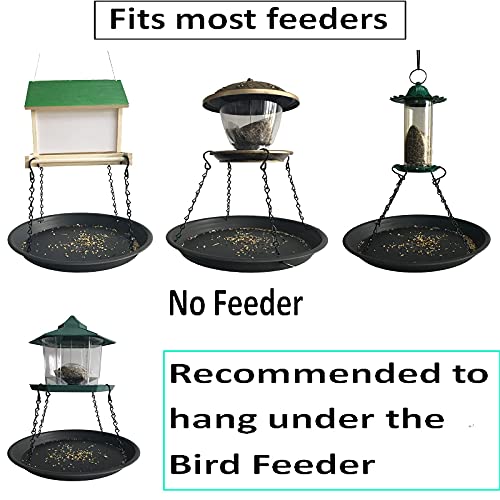 12.8" Homes Garden Platform Bird Feeder, Large Hanging Tray Squirrel Feeder, Seed Catcher Tray, Bird Viewing, Backyard, Large Capacity, Black