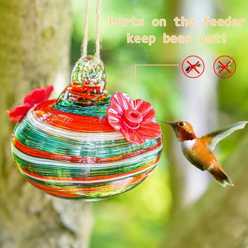 Glass Hummingbird Feeders for Outdoors with 2 Feeding Ports - color: A