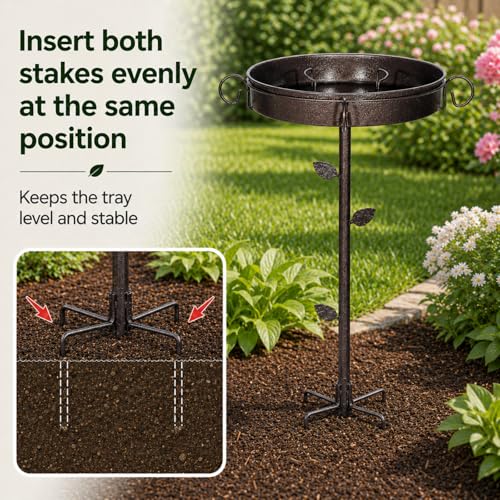35 Inch Metal Bird Bath for Outside, 12 Inch Bowl, 5-Prong Base | Bathing and Feeding Station, Freestanding Design, Attracts Wild Birds to Patios, Lawns and Gardens - size: bird bath