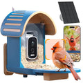 Smart Bird Feeder with Camera, Blue | 2.5K UHD, AI Bird Species Identification, Solar Powered, 2.4G WiFi, IP66 Waterproof Outdoor, Instant Alerts, Gift - color: Blue