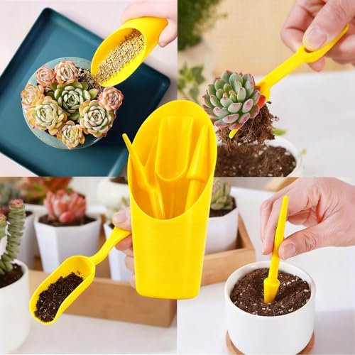 8pcs Potting Soil Scoop for Indoor Plants, Garden Tiny Plant Shovel Hand Tools Transplanting Succulent Cultivation Digging Bonsai Soil Scoops Kits Yellow 2Set - color: Yellow