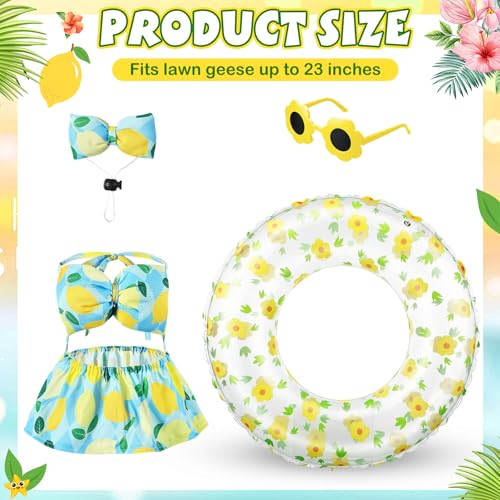 Bikini Porch Goose Outfits with Sunglasses and Swimming Tube for 23" Summer Goose Costume Garden Patio Statue Decor(Lemon) - style: Lemon