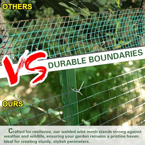 Hardware Cloth 1/2 inch 36in x 100ft Chicken Wire, Green Garden Fence, 19 Gauge, Vinyl PVC Coated Metal Welded Wire Mesh for Preventing Snakes, Raccoons, Foxes, Poultry Netting - size: 1/2inx36inx100ft