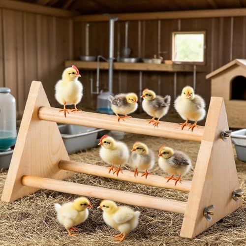 Chicken Perch for Coop -size13 L x 5.9" W x 6.5" H- Heavy Duty Poultry Roosting Bar with Natural Pine Wood-Durable Chicken Coop Accessories，Chick Perch Training Toys for Bird Baby Chicks Parrot