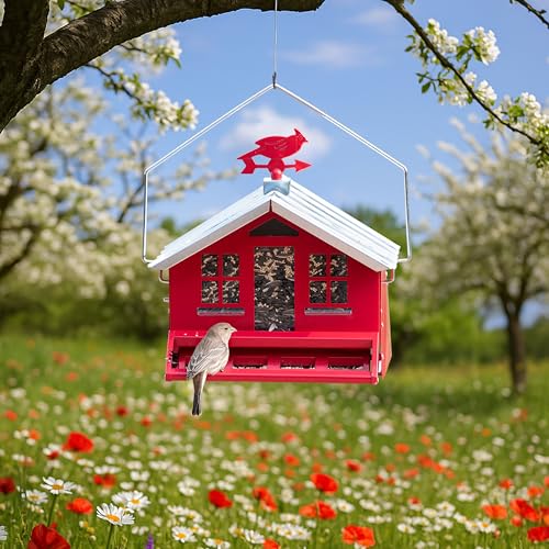 Perky-Pet Squirrel-Be-Gone II Country Style Bird Feeder, 8 lb Seed Capacity | Weight-Activated, Squirrel Proof, Metal Construction, Rust Resistant, Locking Lid, Removable Roof, Adjustable Settings, 338